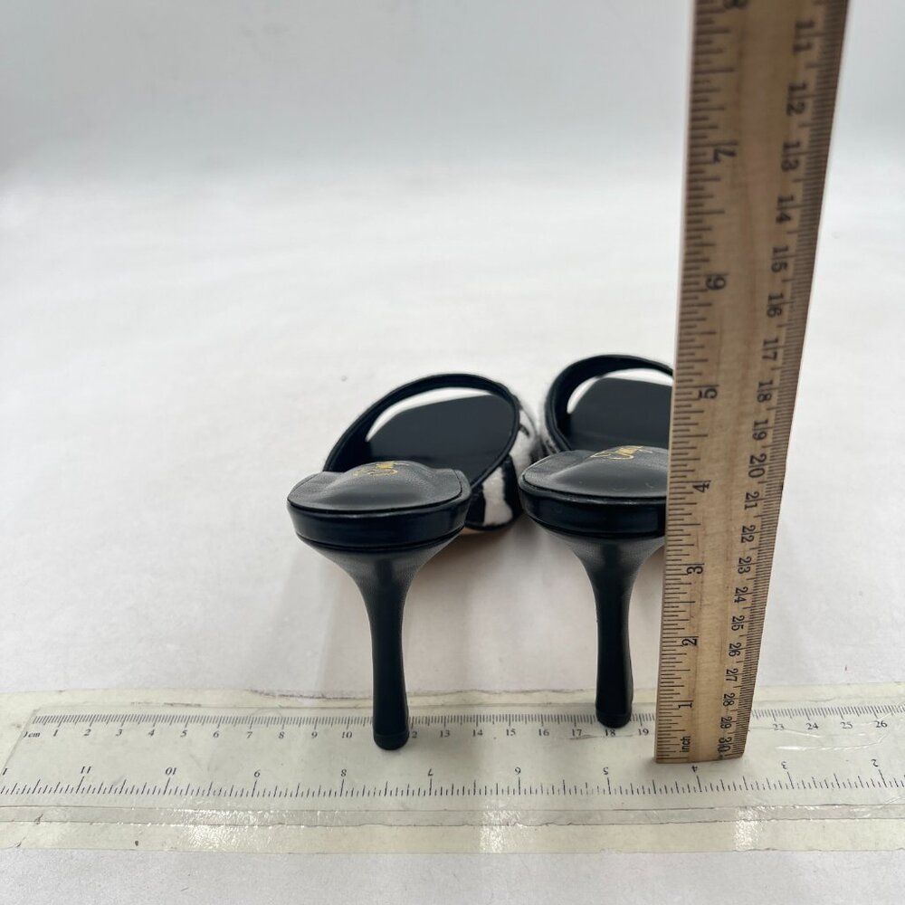 Tang'scuisins Zebra Open Square Toe Mule Sandals Slip on High Spool Heels Shoe - Picture 5 of 8
